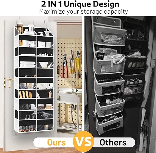 Miniatura 2 de Organizador de 5 niveles, extra grande detrás de la puerta de almacenamiento de 10 compartimentos, capacidad de peso de 80 libras, organizador de