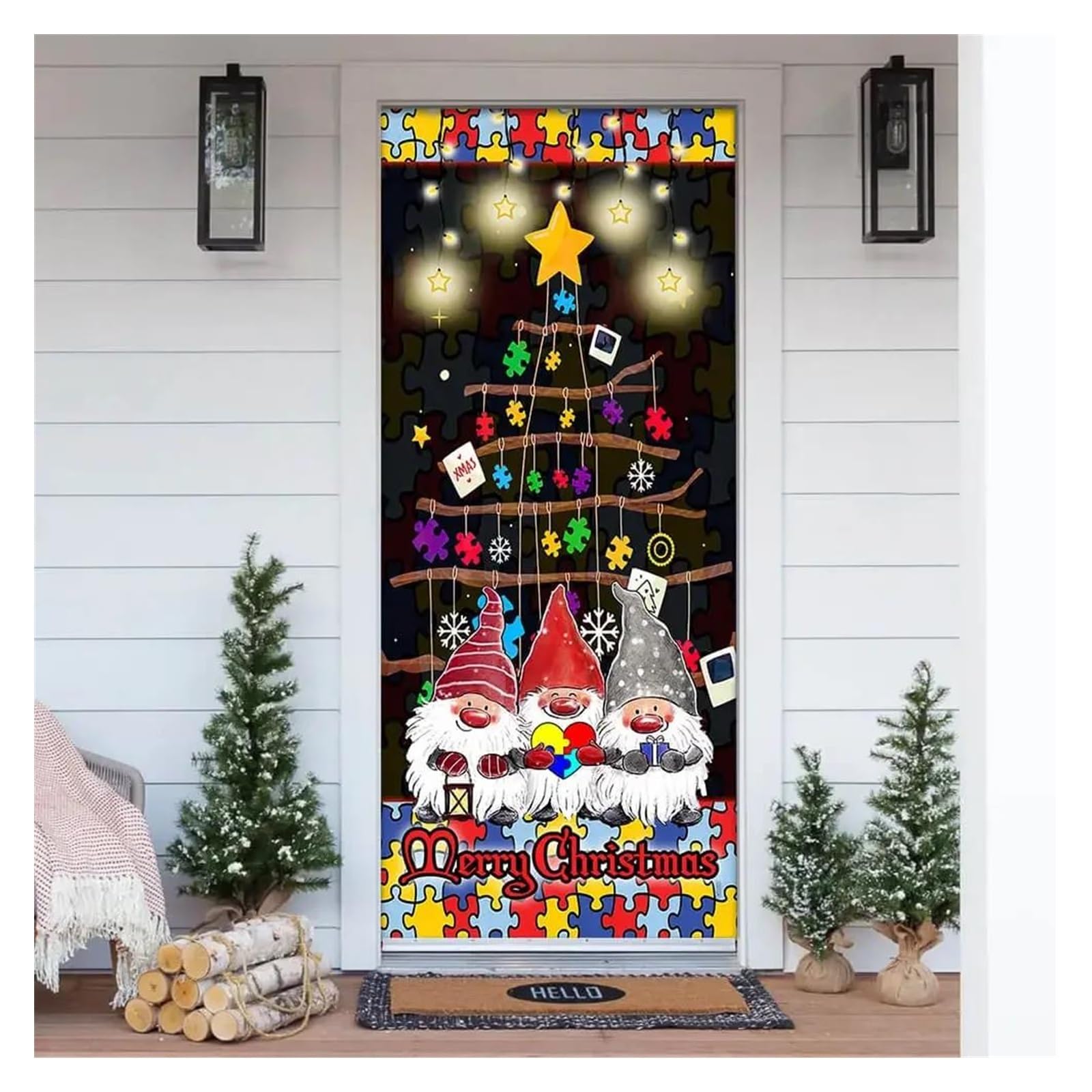 Sticker papier peint autocollant Joyeux Noël de 90 cm étanche pour salon