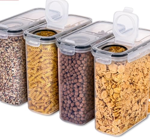 Dispensador de cereales, dispensador de arroz, 4 unidades, recipientes herméticos para almacenamiento de arroz, dispensador de cereales para harina,