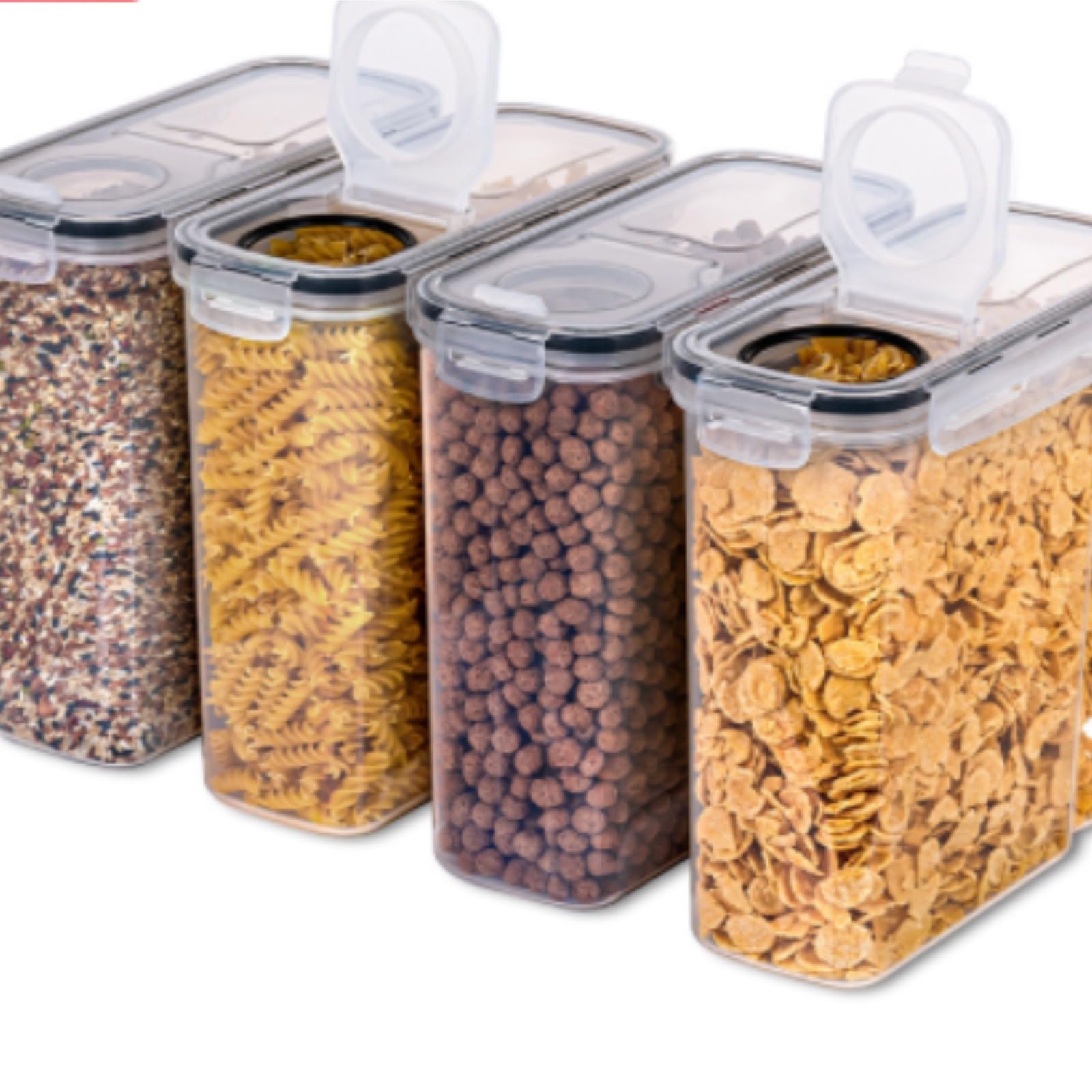 CVdrtyED Dry Food Cereal Dispenser 4 Pcs Food Containers Airtight Rice Storage Cereal Dispenser For Flour Sugar Soybeans Pantry Rice Container
