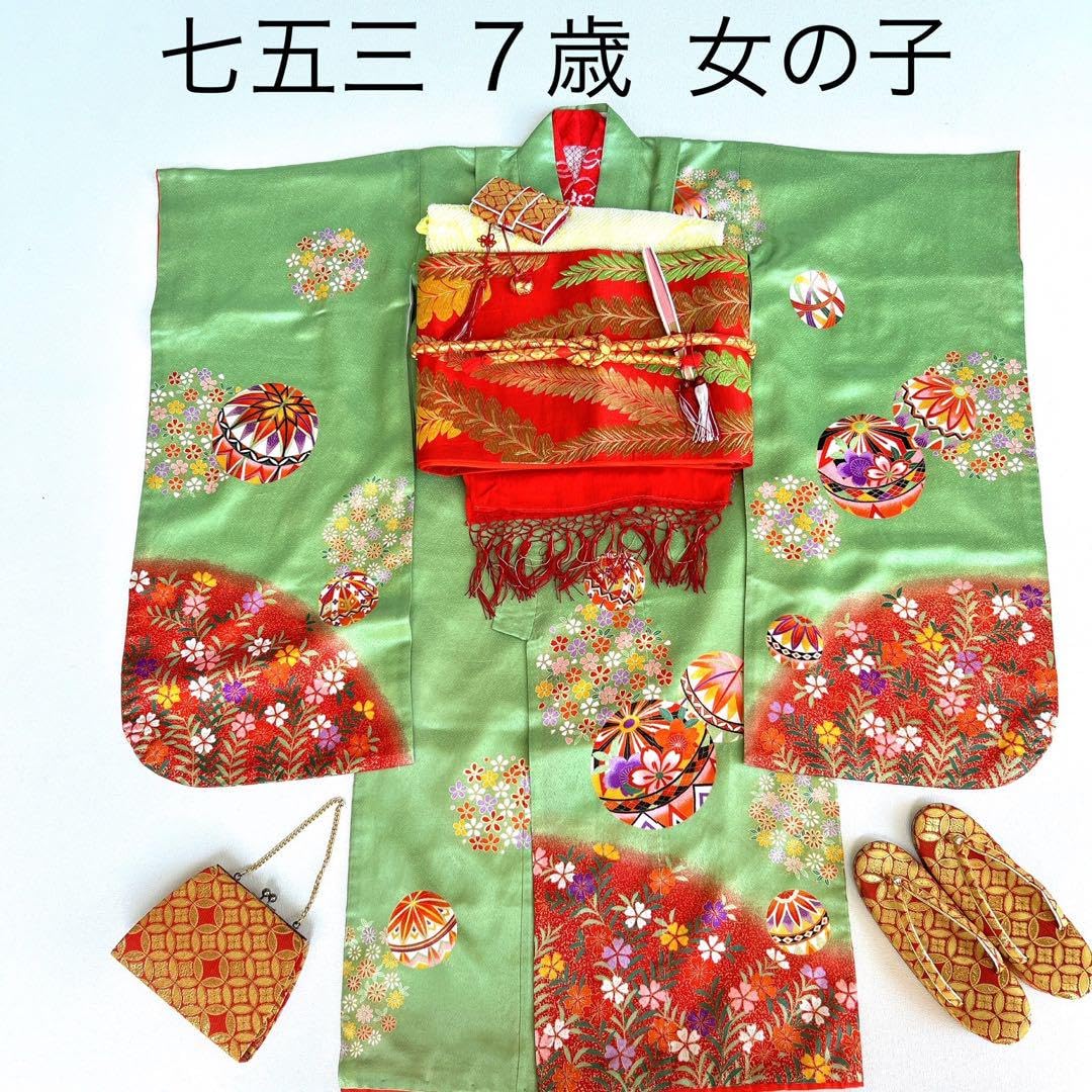 Amazon.co.jp: セット 七五三7歳女の子 着物＆帯＆袖なし長襦袢＆小物 