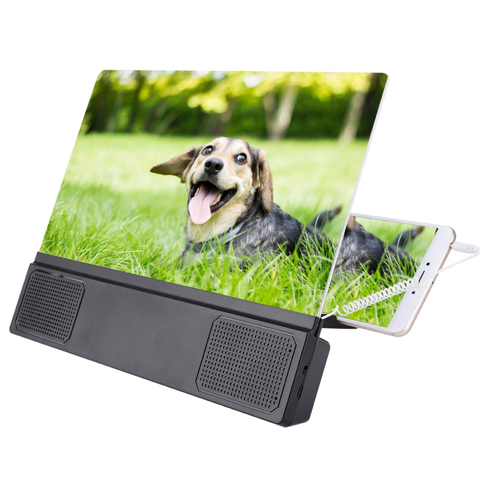 12 inch Smartphone Screen Magnifier, Portable 3D HD Stereoscopic Phone Screen Enlarger Video Amplifier, Eye, Used in Indoor, Outdoor