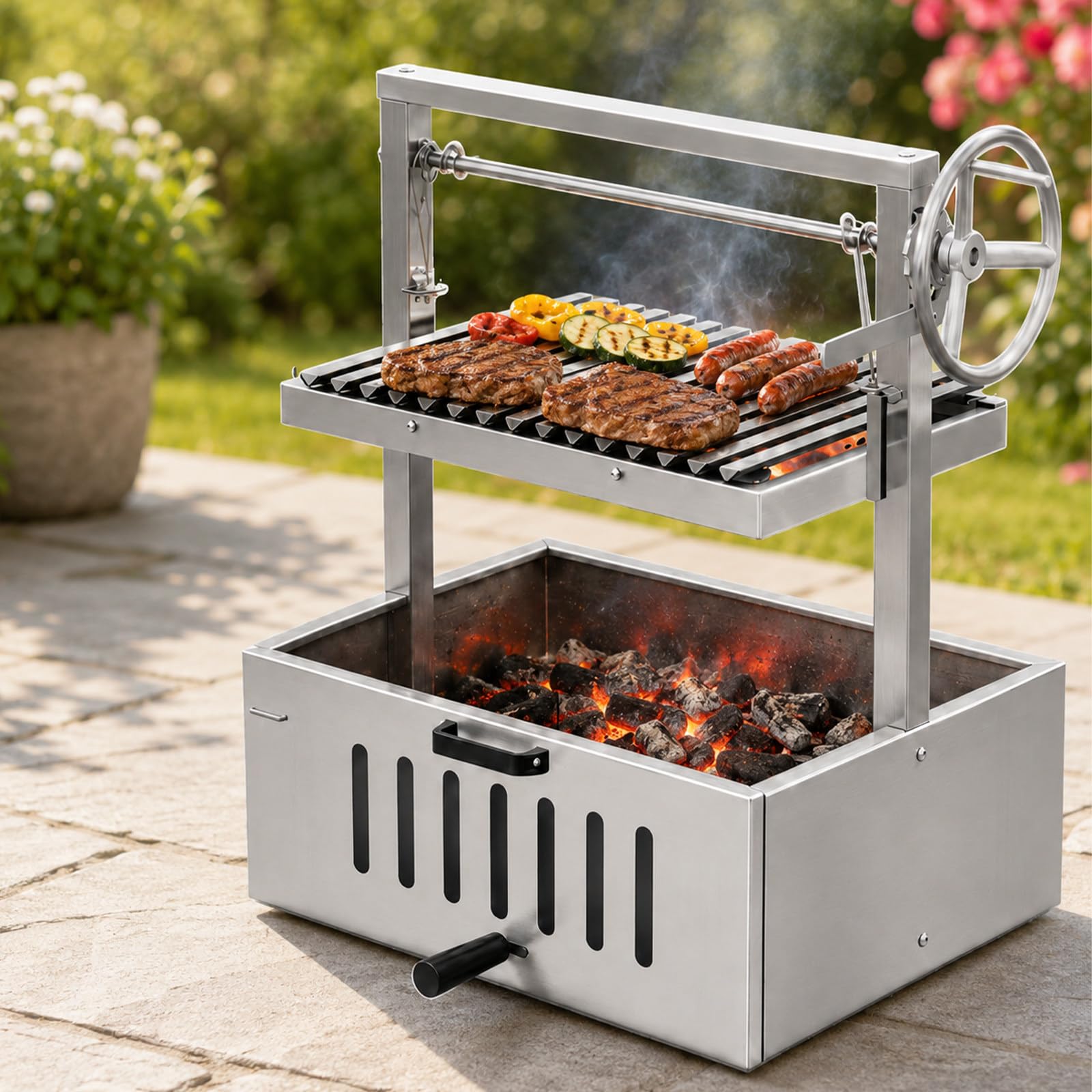 Wolnostojący Grill Węglowy Ze Stali Nierdzewnej – Do Ogrodu I Na Patio 201StainlessSteel