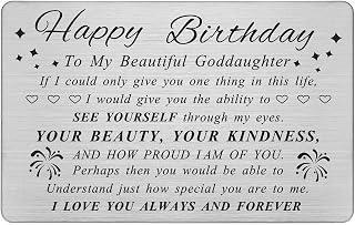 DEGASKEN Goddaughter Birthday Card, Personalized Steel Engraved Wallet Card