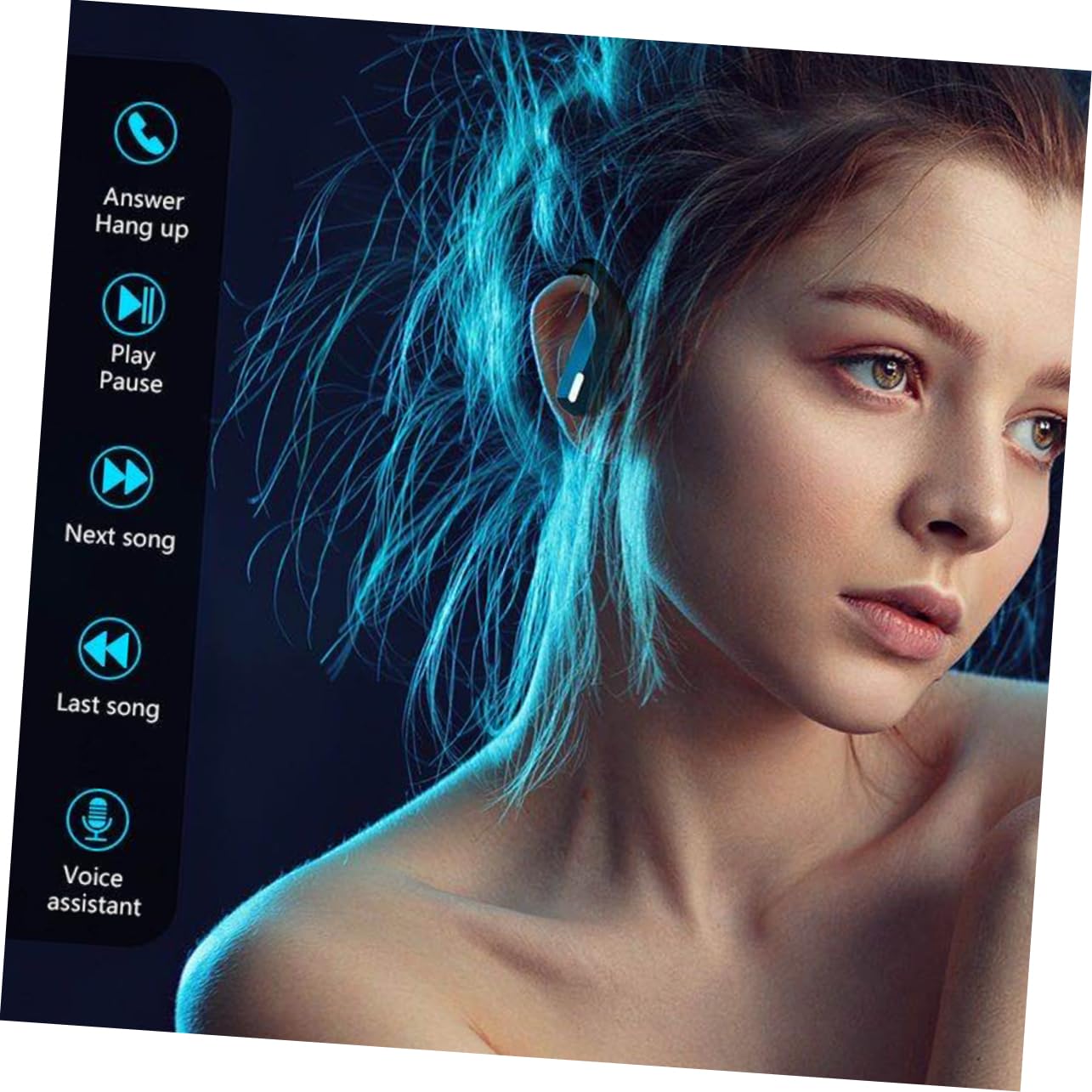 TEHAUX Auriculares Inalámbricos Supraaurales Mini para Dormir, Portátiles, Sonido sin Pérdidas, Negro, 1 Juego, en ABS y Silicona