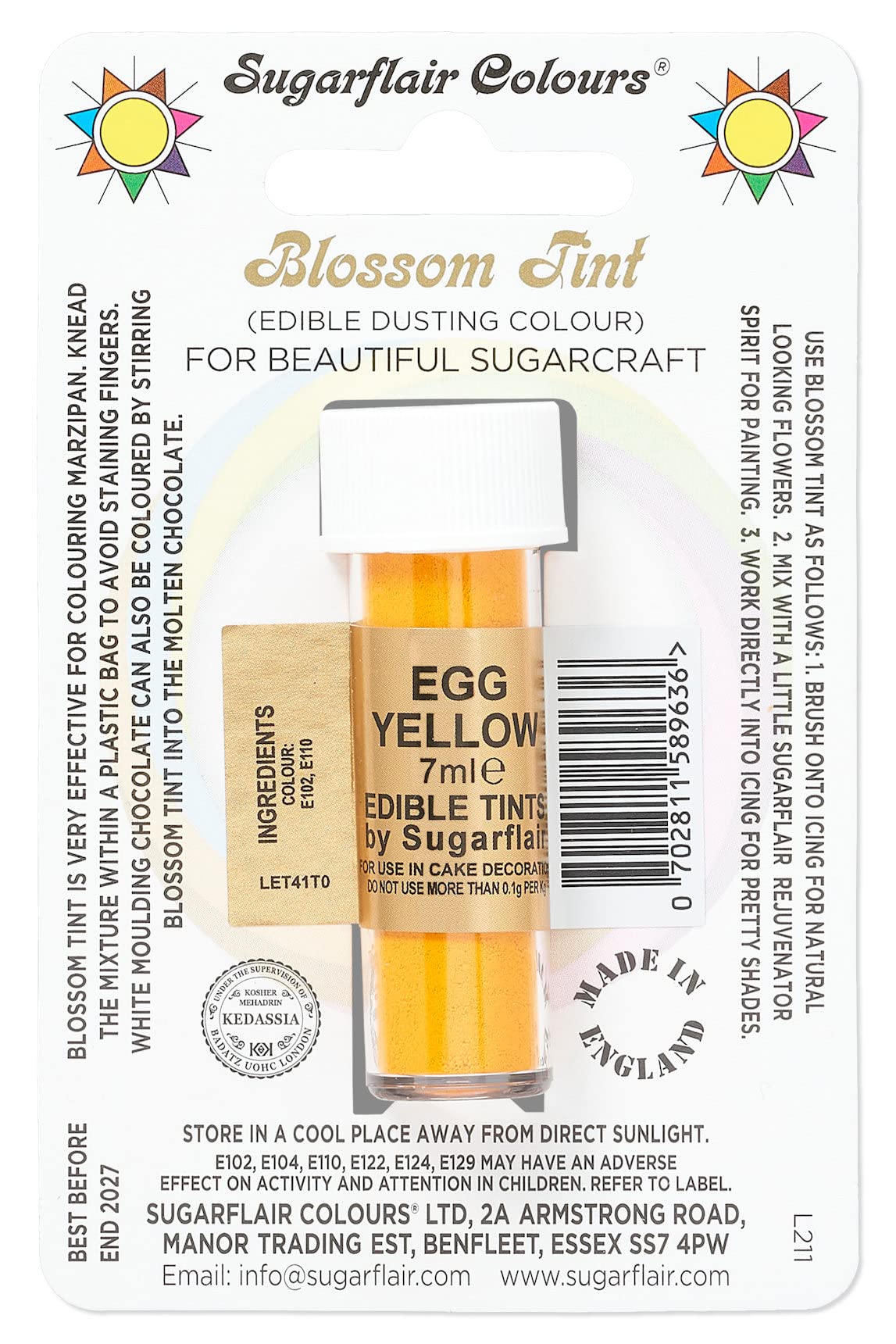 Sugarflair Blossom Tint Grape Violet Food Colouring and Dusting Powder, Matt Finish, Brush On or Mix with Rejuvenator Spirit to Create a One of A Kind Cake - 7ml — view 56
