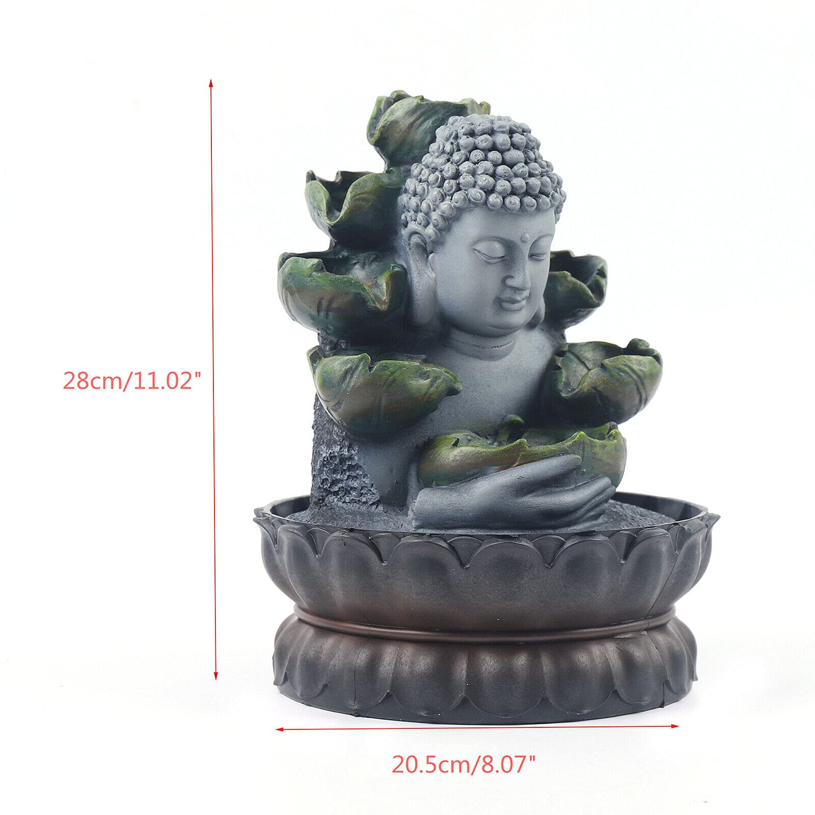 Fontaine d'intérieur Bouddha Décor d'intérieur en résine avec lampe LED 4 couleurs