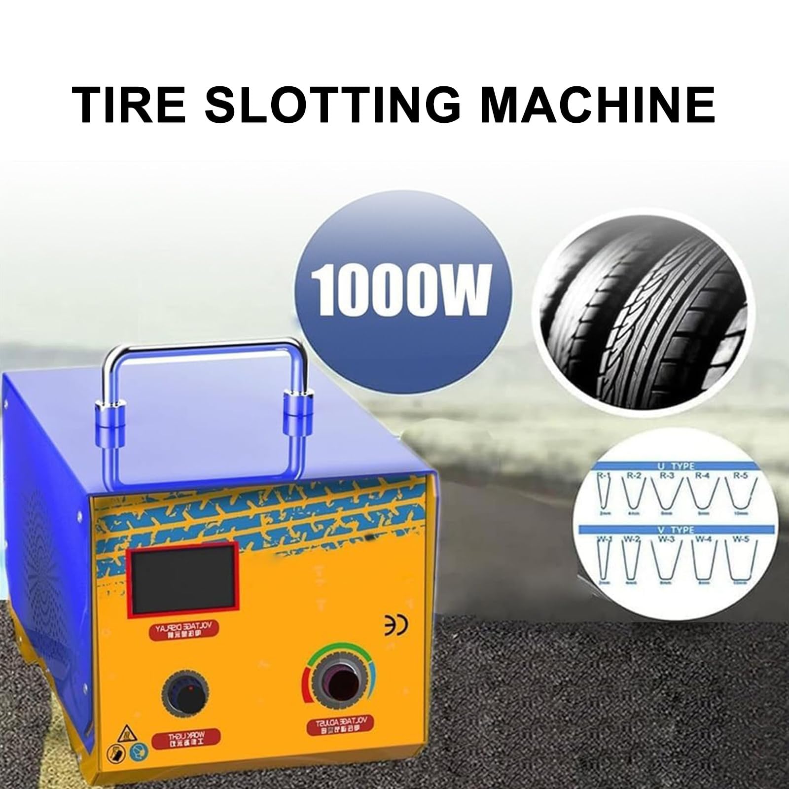 Reifenrillenmaschine, 1000-W-Reifenrillenwerkzeug, Mit 20 U-/V-FöRmigen Klingen, Reifenrillenschneider, Reifengummischneider-Set,220V