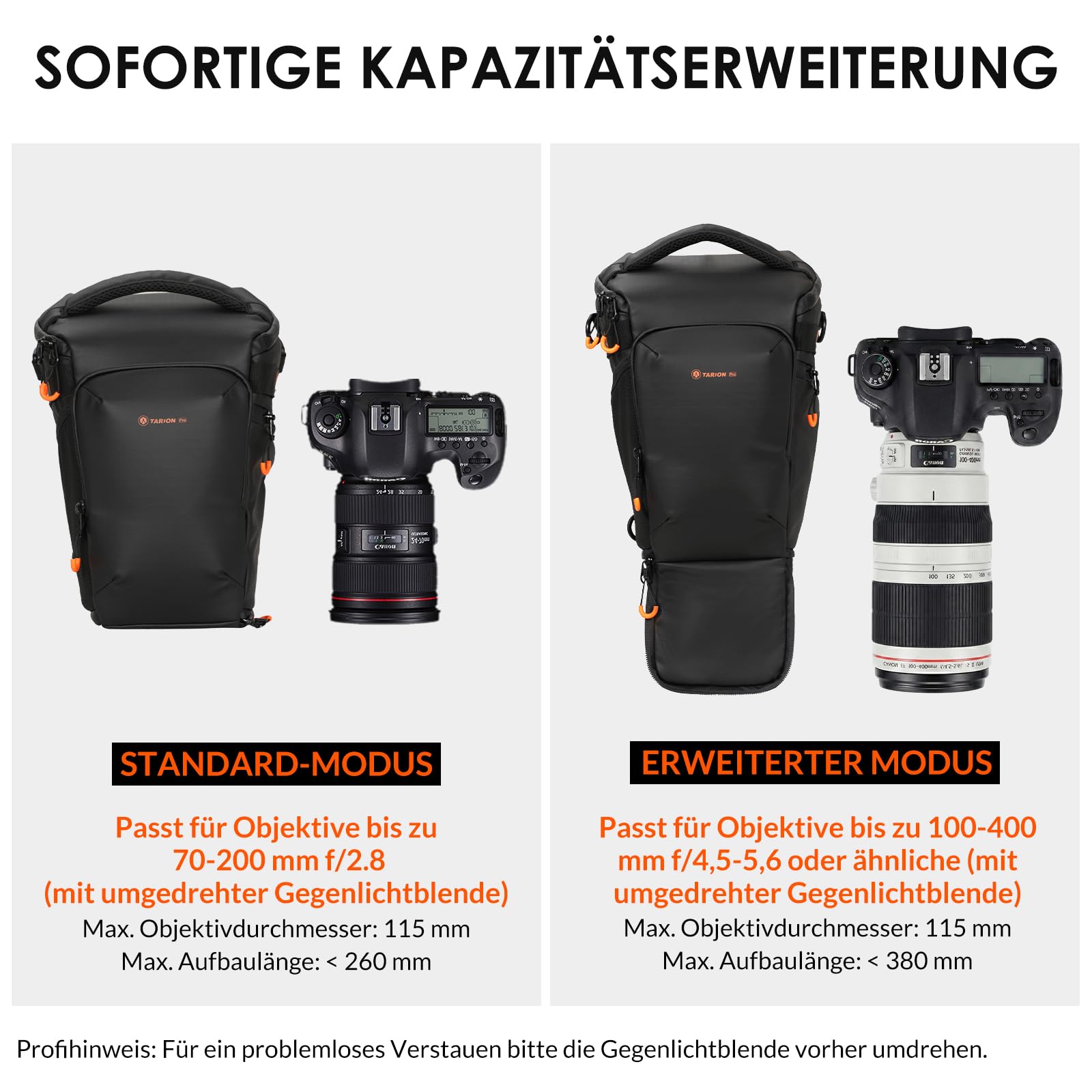 TARION Kameratasche Speigelreflex DSLR mit Erweiterbar Kapazität Triad Pack | Kompakte Kamera Umhängetasche für SLR Systemkamera Wasserdicht Schultertasche Camera Bag für Reise und Alltag