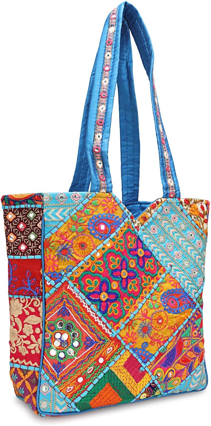 Handcrafted Banjara Hobo Tote Bag for Women, Multicolor Patchwork Design