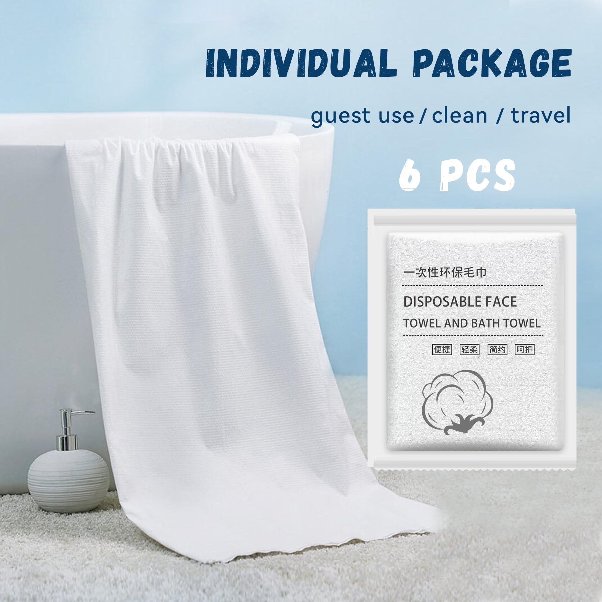 Asciugamani Bagno usa e Getta - 6 Unità 140 * 70 cm Asciugamani Doccia Compressi Grandi - Compresse Asciugamani Cucina per Viaggio Sportivo