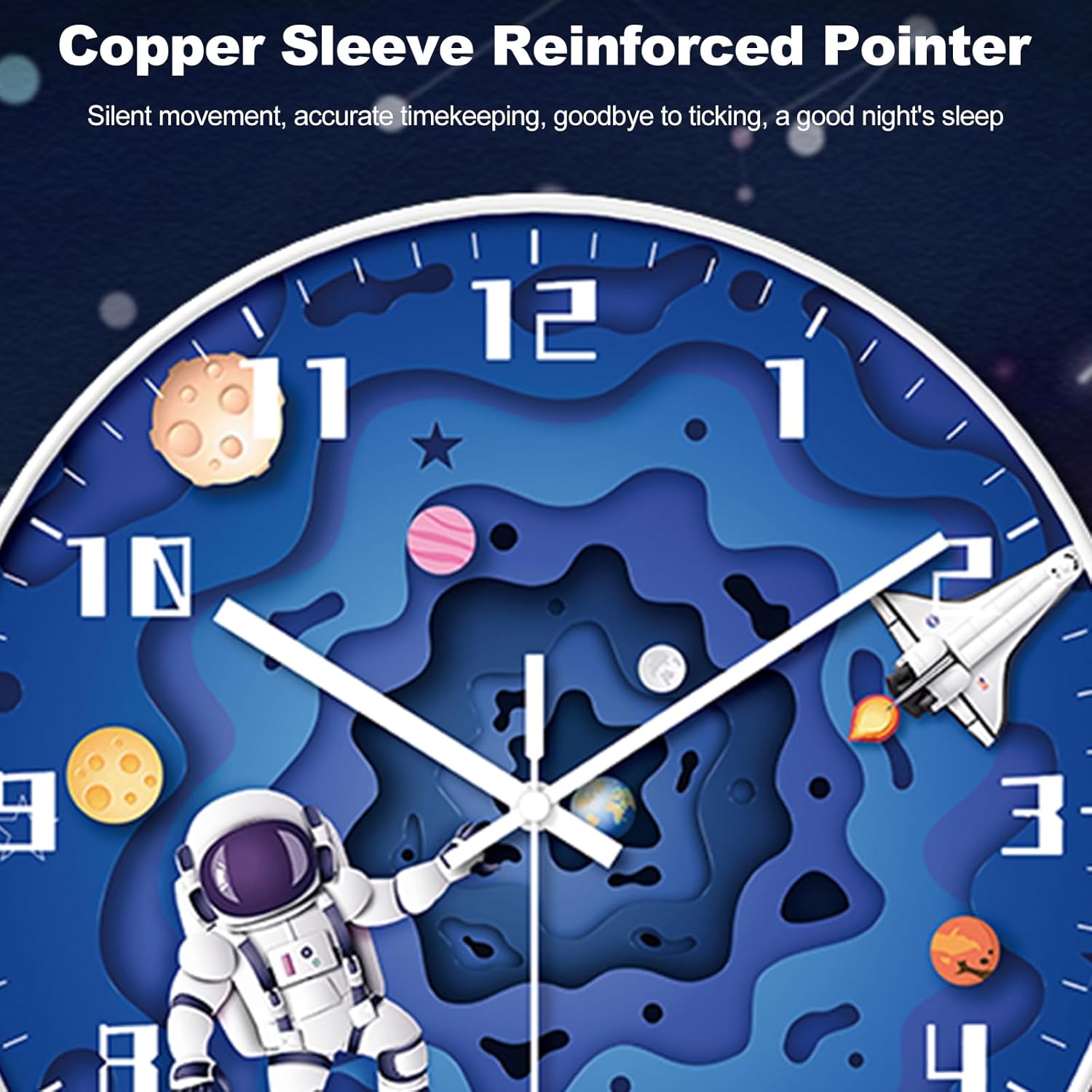 Ergocar Astronauts Wall Clock, Children's Wall Clock Space Travel Style Battery Power Supply is Easy to Read Suitable for Children's School