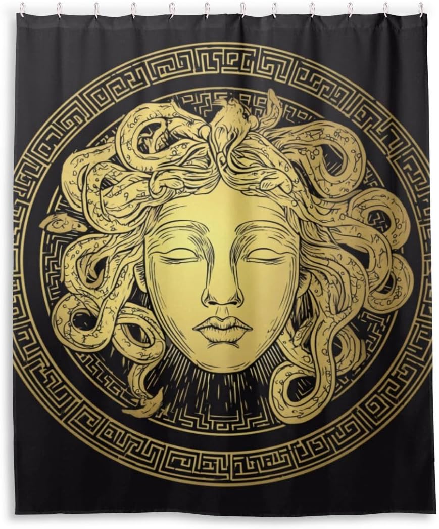 Tarity Black Shower Curtain Waterproof Fabric Shower Curtains for Bathroom with 12 Thicken Hooks Polyester Washable Shower Curtain Set Long Cloth Bath Shower Bathtub Curtains Bathroom Decor,60x72in