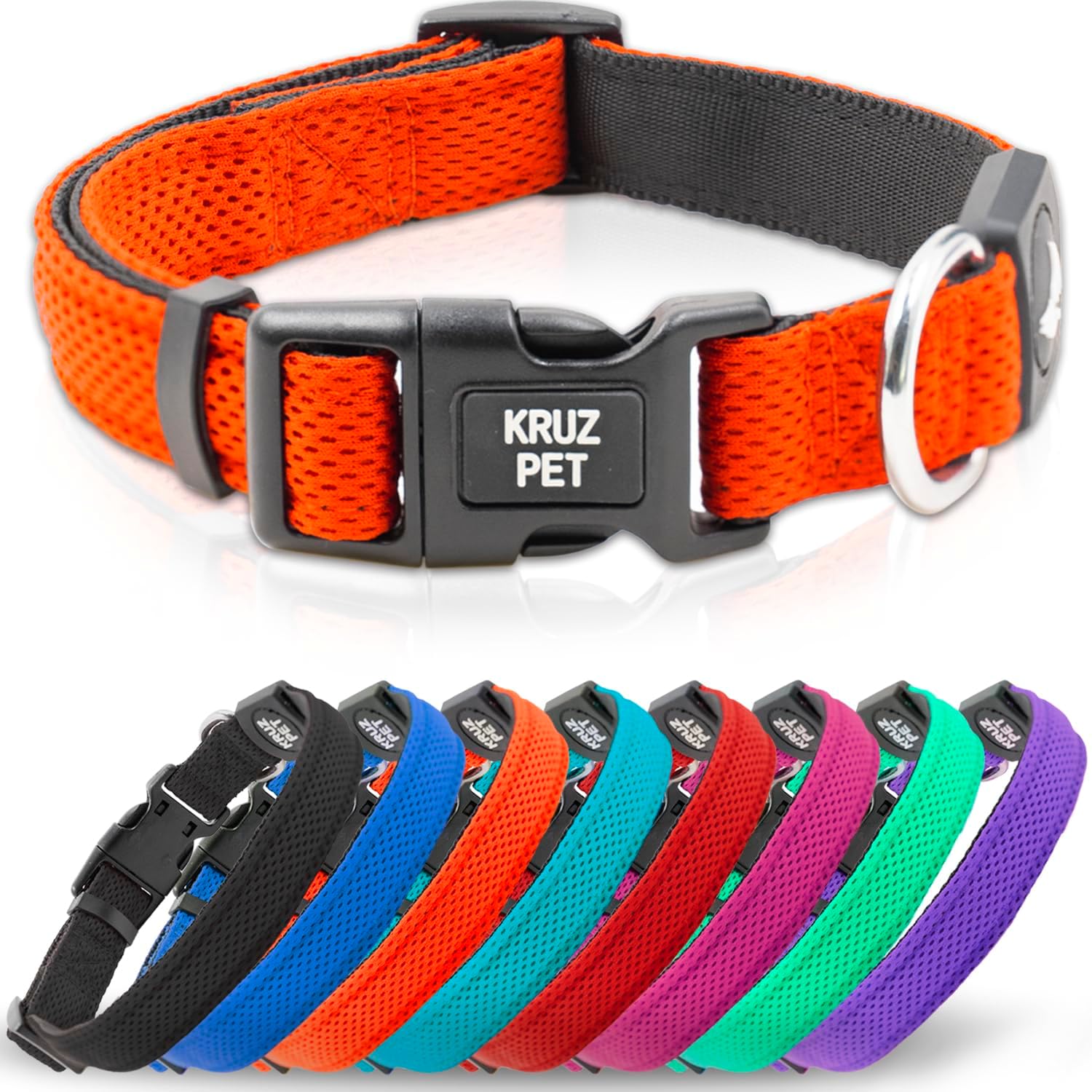 Dog Collar for Small Dogs (Width- 3/4", Neck - 10.5"-14.5") Adjustable Pet Neck Band with Comfortable Soft Padding, Lifetime Durability, Heavy-Duty O-Ring (Orange, Small)
