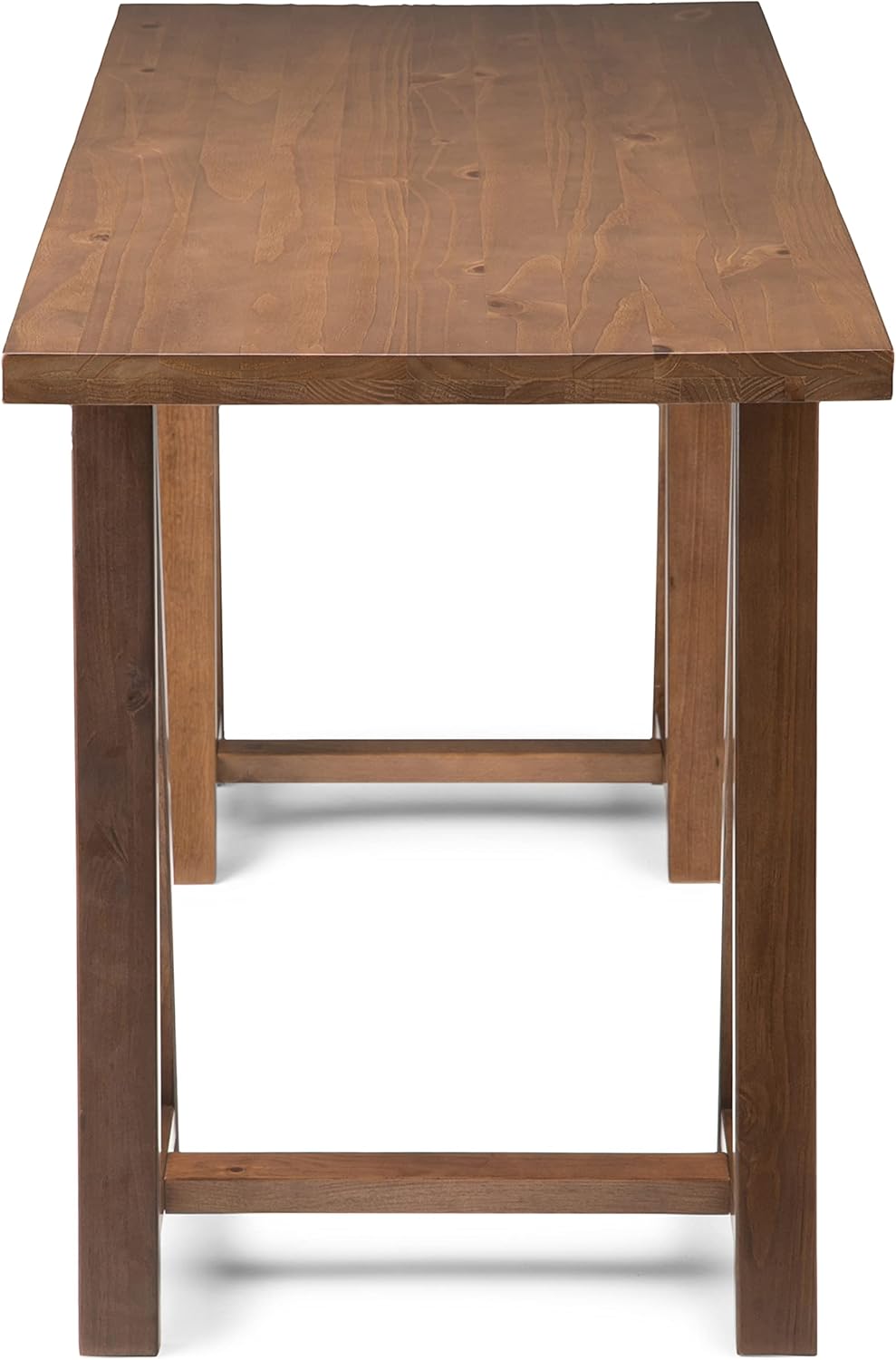 Sawhorse Solid Pine 60" Desk with Keyboard Tray in Medium Saddle Brown