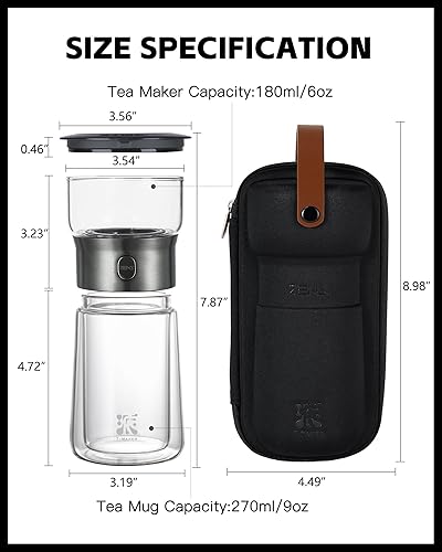 Miniatura 5 de ZENS Tetera infusora de té de vidrio moderna, tetera inteligente de un solo toque para difusores de té sueltos con taza aislada y kits de té