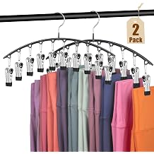 2 PCS Trouser Hangers with 10 Clips 360 Swivel Hook