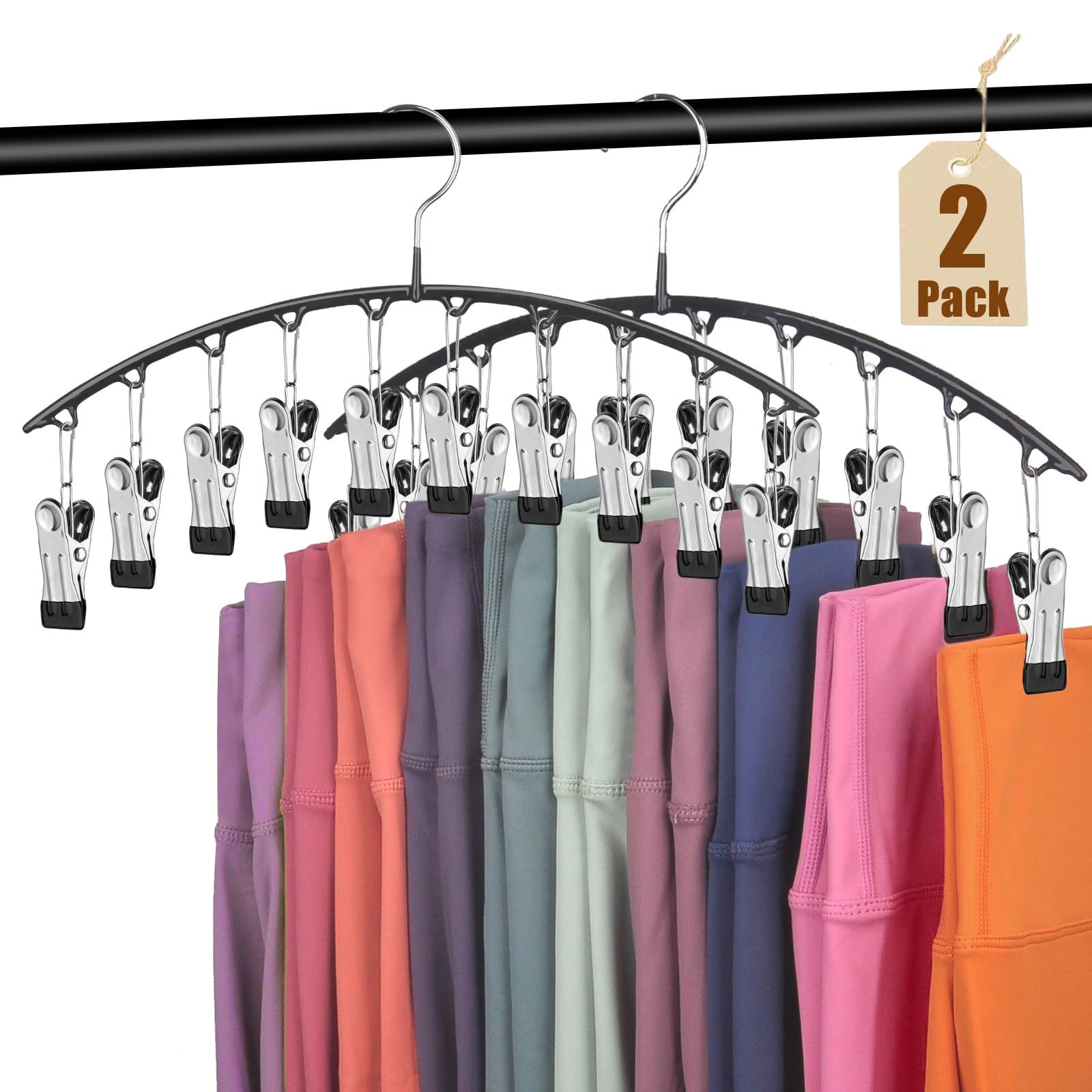Cintres pour pantalons gain de place en métal avec clips de rangement