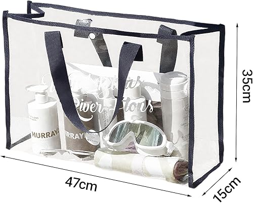 Miniatura 3 de Treasurecove Bolsa de playa transparente para mujer con bolsa desmontable para teléfono, plegable, impermeable, bolsa transparente para playa,