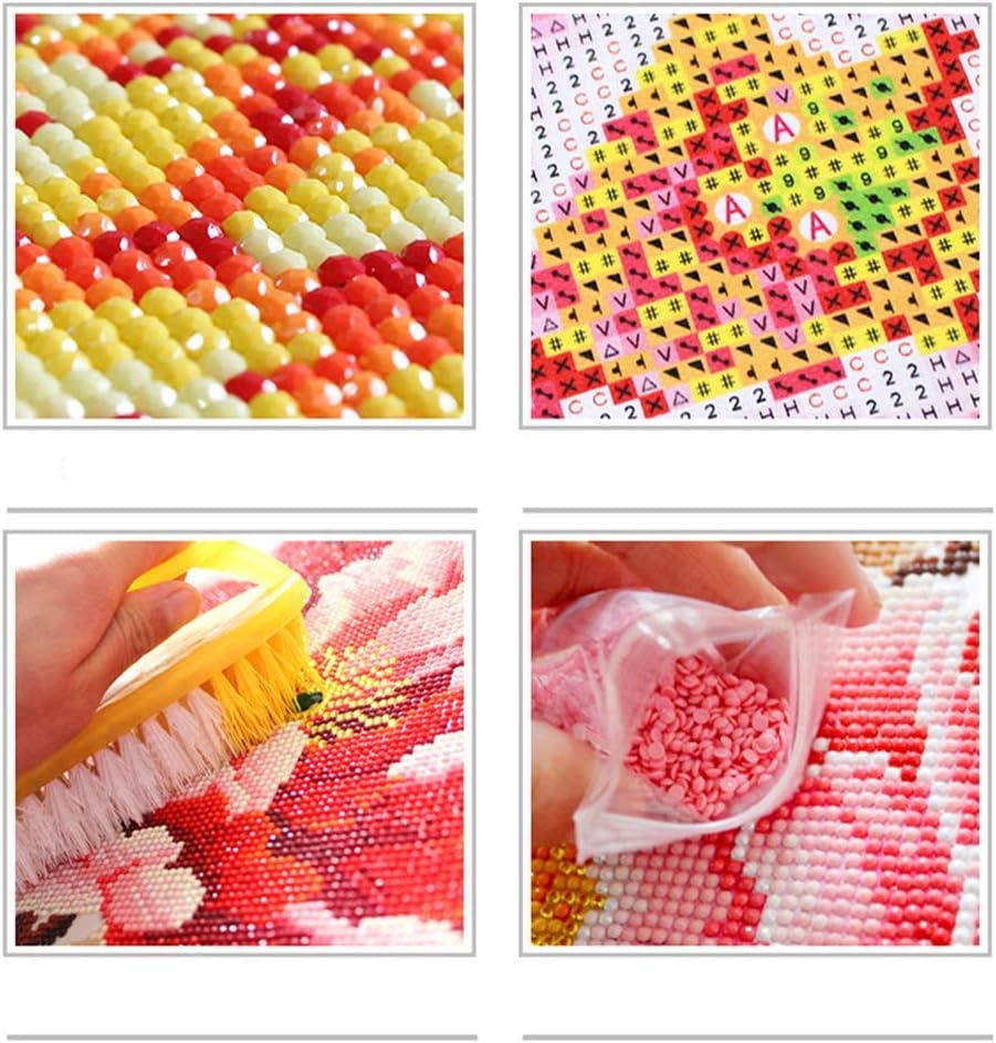 Ueasy 5D Diamond Painting Kits, 4 Pack DIY Full-Crystal Rhinestone Painting-Diamond Dots for Study Room Flower Painting -Wall Décor Stress and Anxiety Relief, Killing Time (5D Diamond Painting Kits)