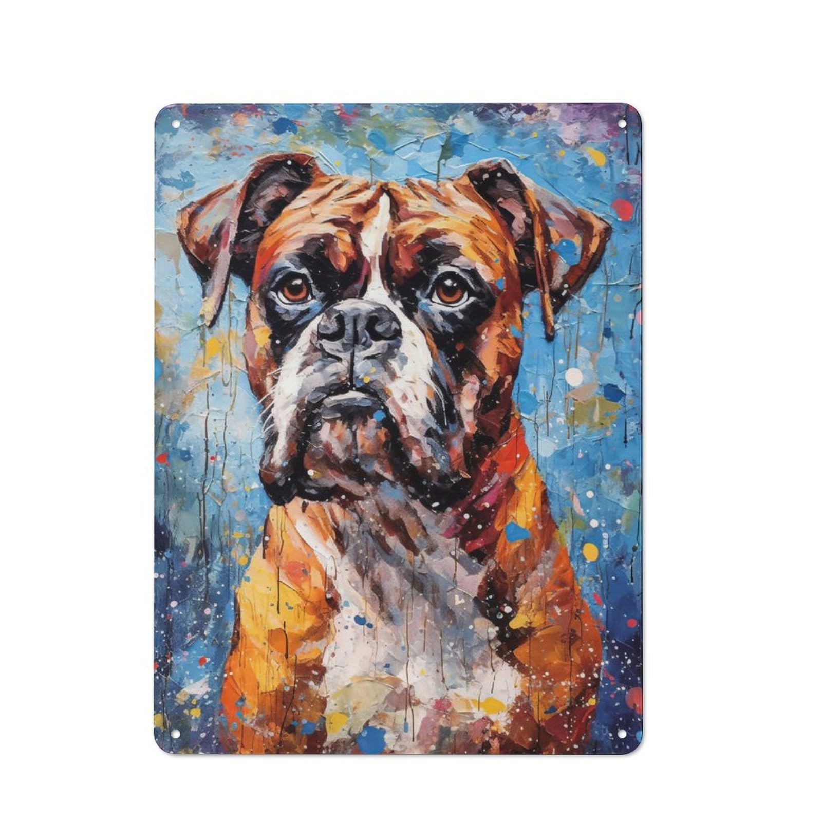 Junmoney Palette Boxer Dog Painting Retro Tin Sign 40X30cm For Workshop Wall, For Collectors Of Retro Metal Wall Decor