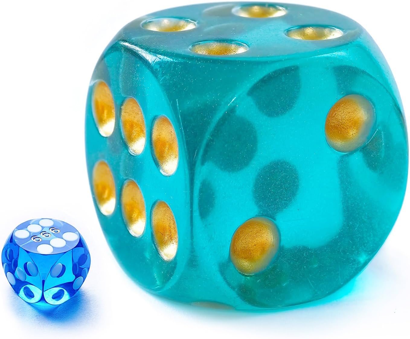 Solid Acrylic 40MM Jumbo DND Dice 6 Sided With Pips, Large Moonstone Teal D6, Big Playing Party Dice