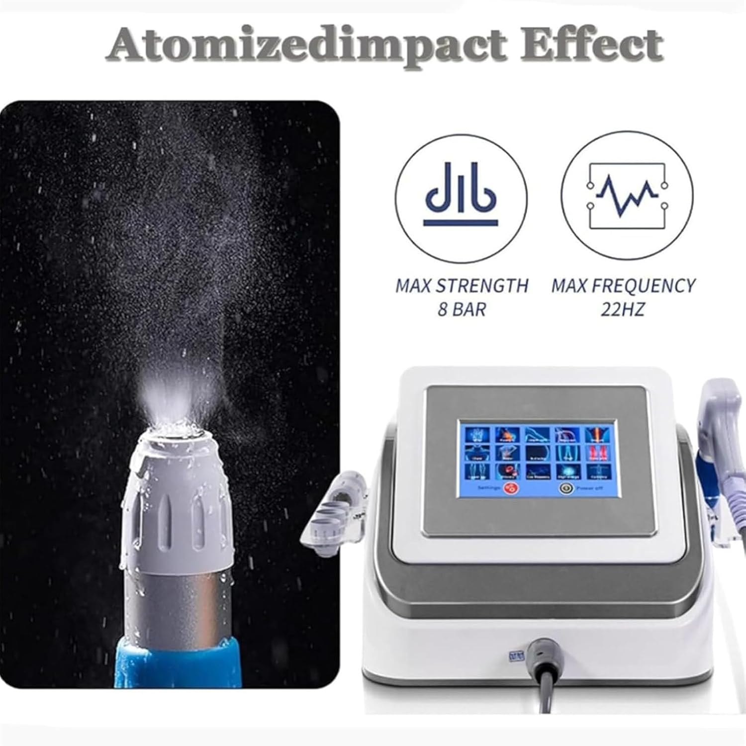 Shockwave Therapy Machine Professional,0.5-8 Bar Shockwave Therapy Device Pain Relief,Muscle Pain Relief Massager,Non-Invasive No Side Effects,Blue