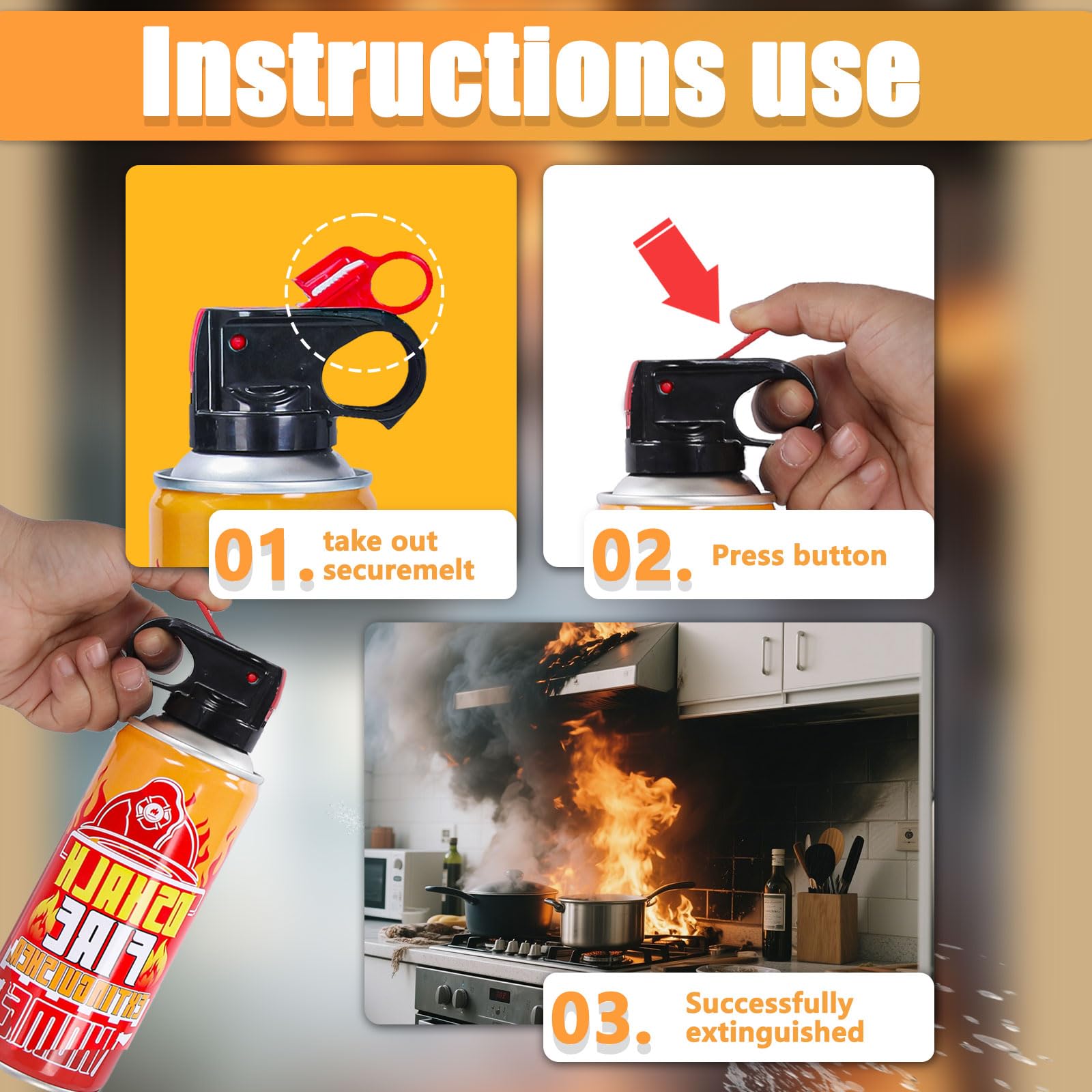 2PCS Mini Fire Extinguishers for Vehicle & Home & Kitchen- Small Portable Car Fire Extinguisher Kit with Brackets - Stay Safe Emergency Suppression for Motorcycle & RV & Kitchen