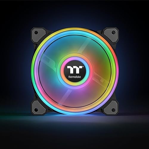 Miniatura 22 de Thermaltake Riing Quad 4.724 in 16.8 millones RGB (Alexa/Razer Chroma) habilitado para software, 4 anillos de luz 54 LED, cojinete hidráulico de 9