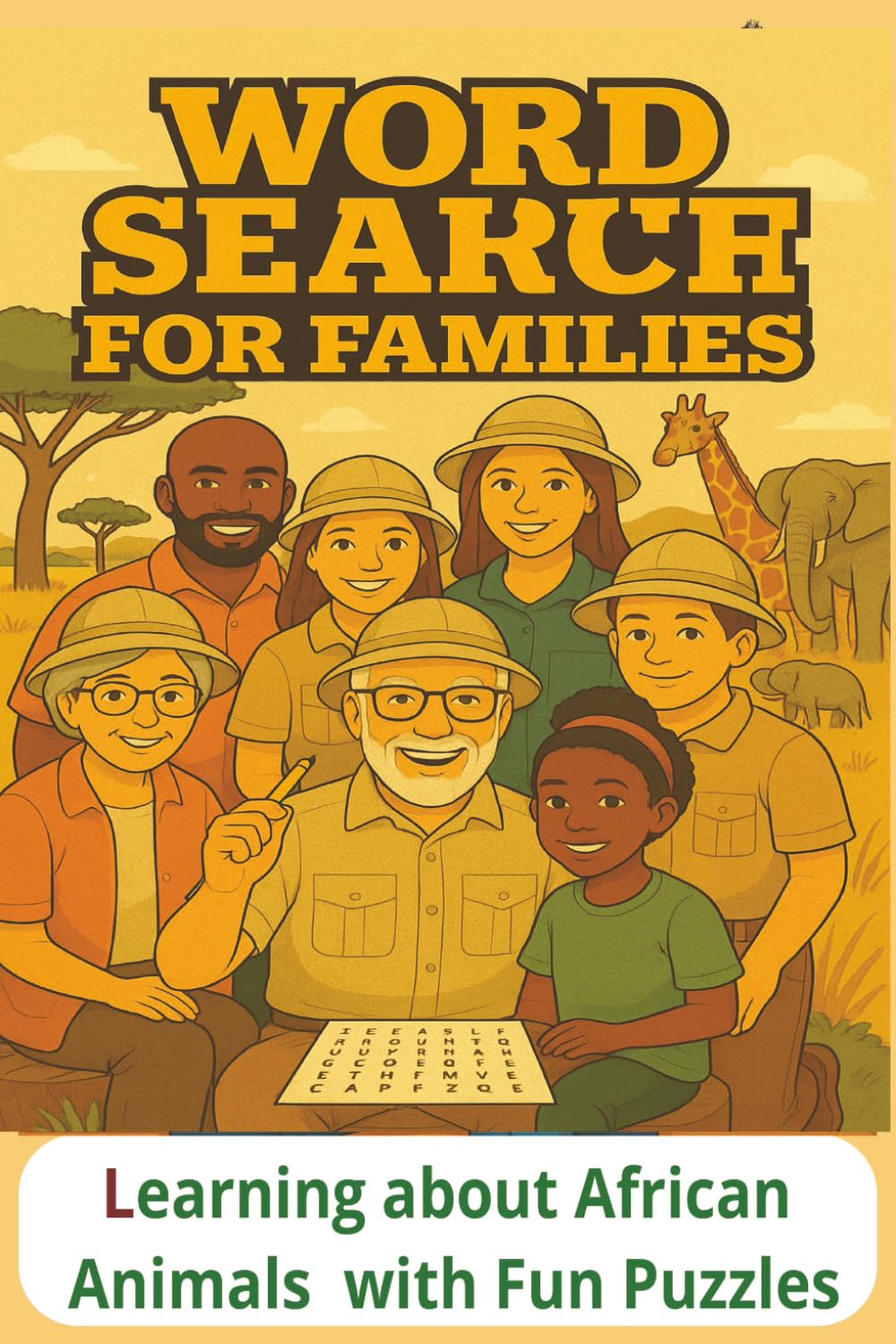 WORD SEARCHES FOR FAMILYS . LEARNING ABOUT AFRICAN ANIMALS WITH FUN PUZZLES: Word Searches with Easy to Read Print about LIONS ,MONKEYS, ELEPHANTS ... Gift for Vacation, Holidays and Free Times