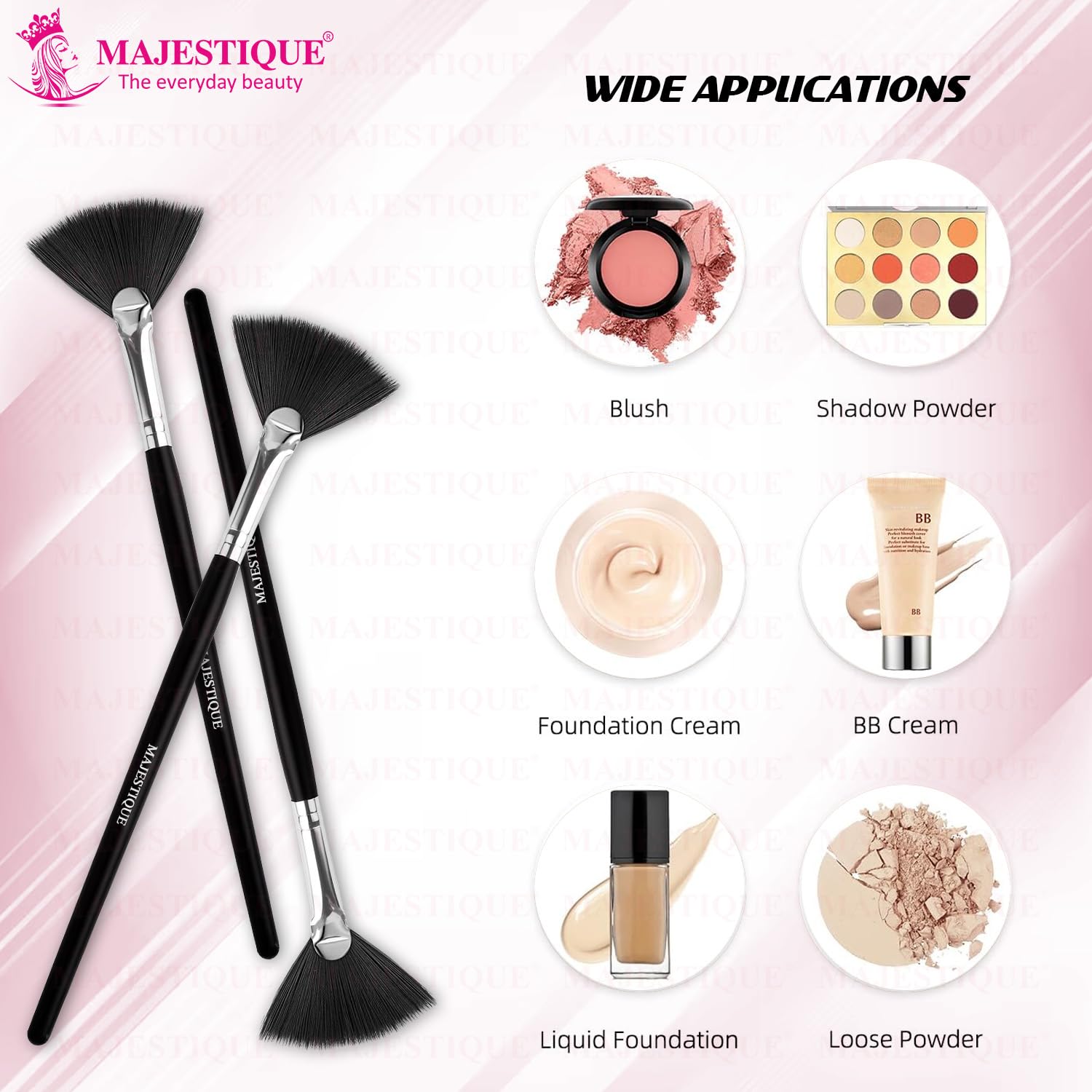 Majestique Professional Fan Brush For Face | Perfect For Highlighting | Makeup Brush with Easy-to-Hold, Ultra Soft Bristles | Highlighter Brush For Cheekbones | Frosted Tip For Natural Finish | Wooden Handle (1 Piece) 4