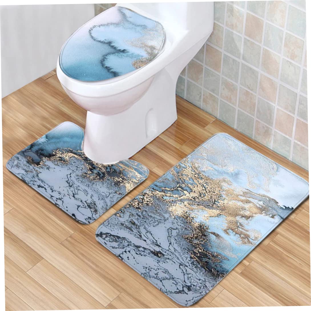 3 unids/Set adoquines mármol Antideslizante Absorbente de Agua Lavable a máquina Alfombra de baño Alfombra de Contorno Cubierta de Inodoro