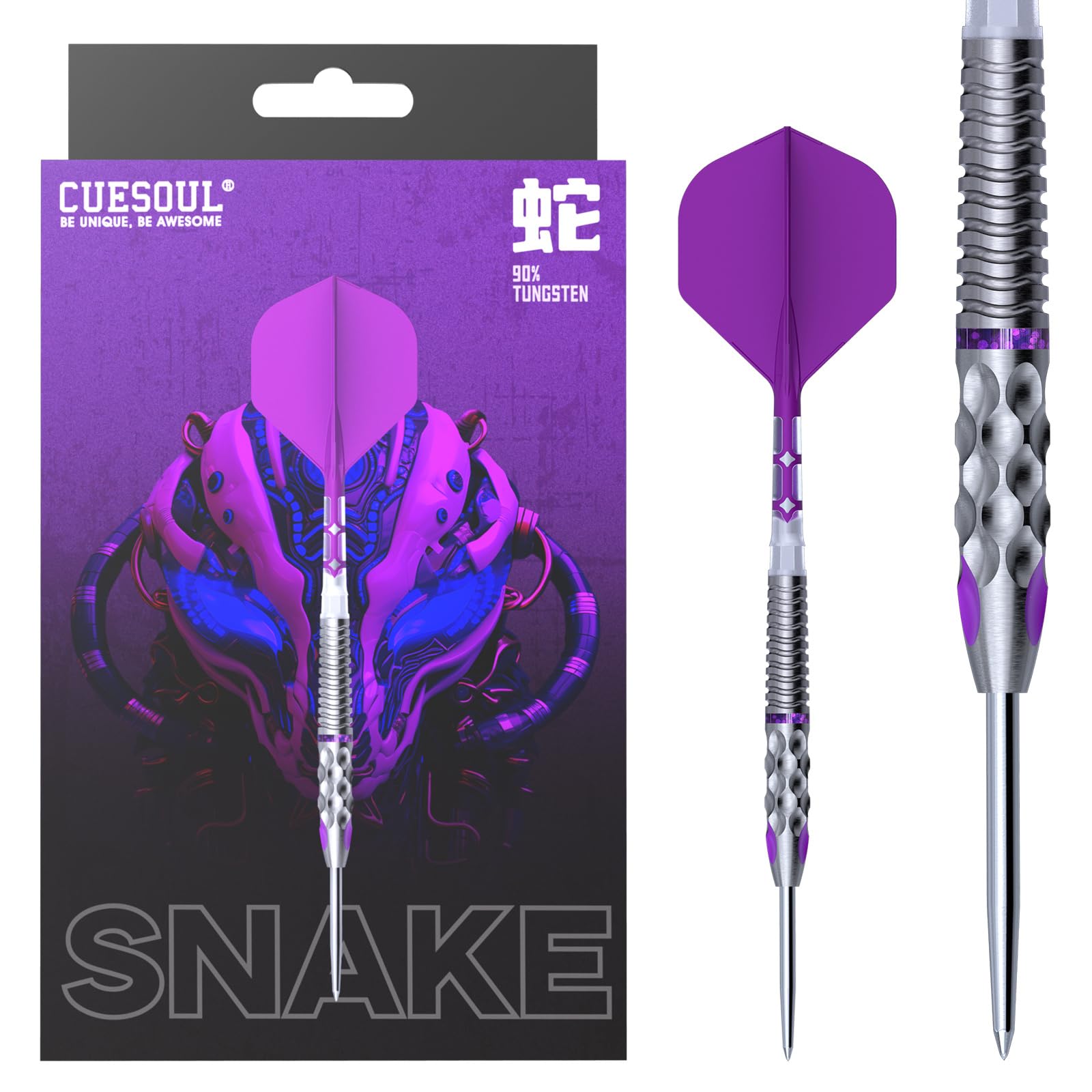 CUESOUL Chinese Zodiac SNAKE 23g Steel Tip 90% Tungsten Dart Set with Titanium Coated and Integrated ROST T19 Flight