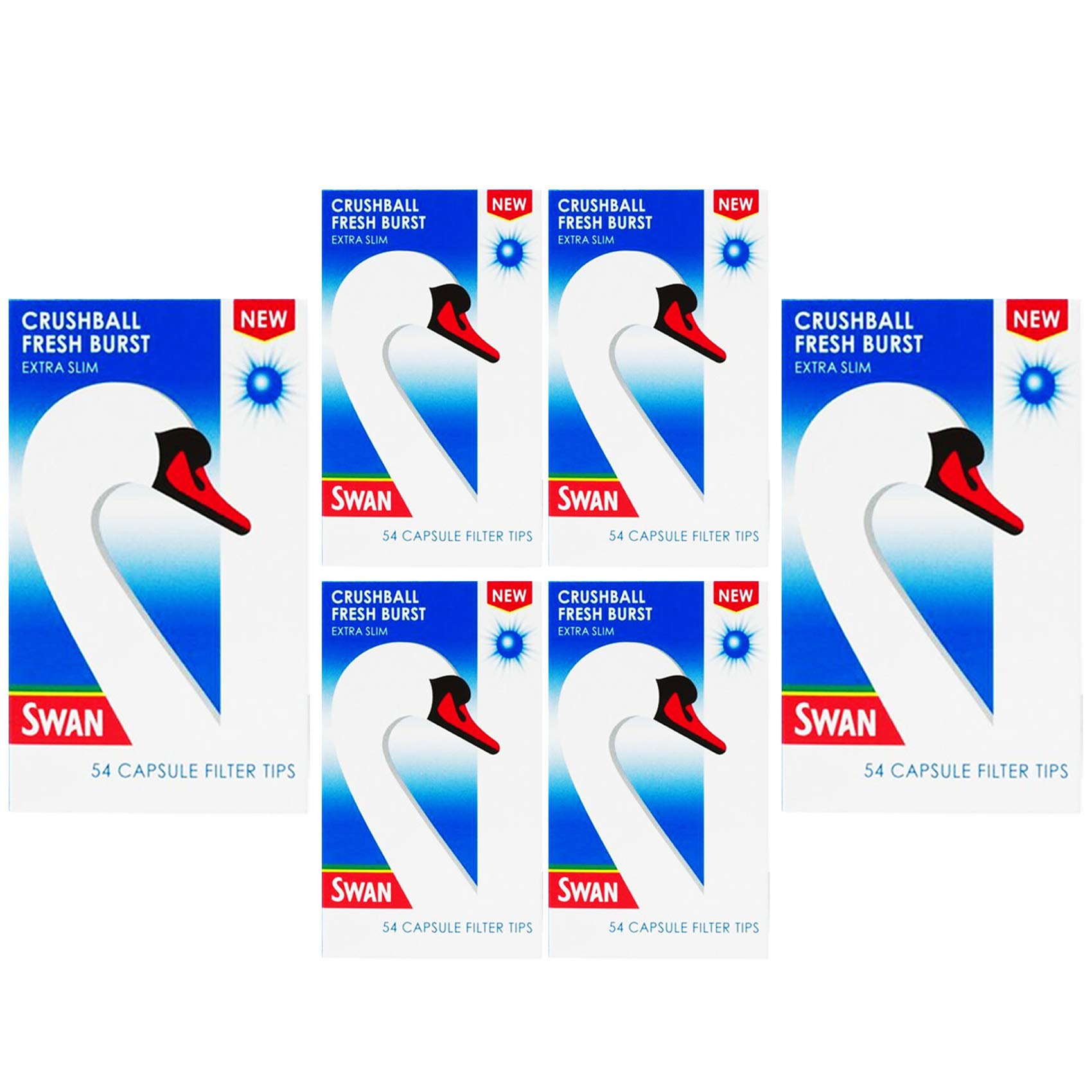 Filter Tips 54-2160 x SWAN Extra Slim Smoking MENTHOL BLUE Capsule MINT Rolling Paper (6 x Packs of 324 Paper)