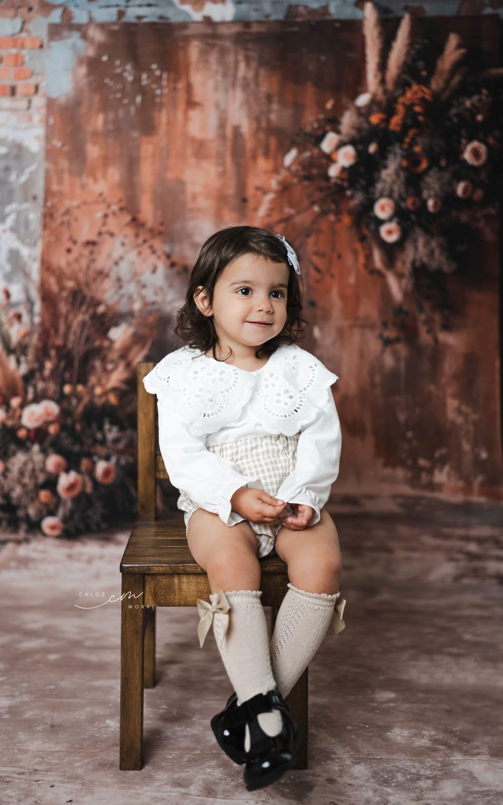 3x2.5m Fotohintergrund – Boho Thema Mit Heu & Blumen Für Professionelle Portraits
