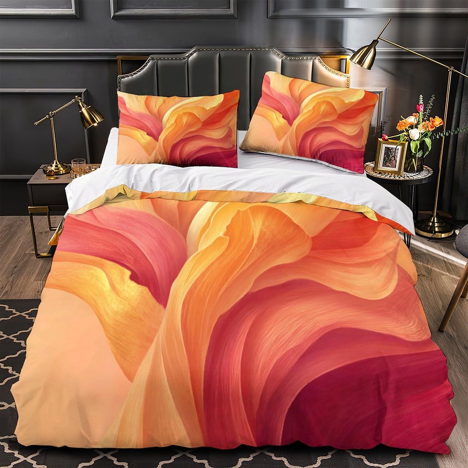 Parure de lit pour couple amoureux au design floral romantique et doux