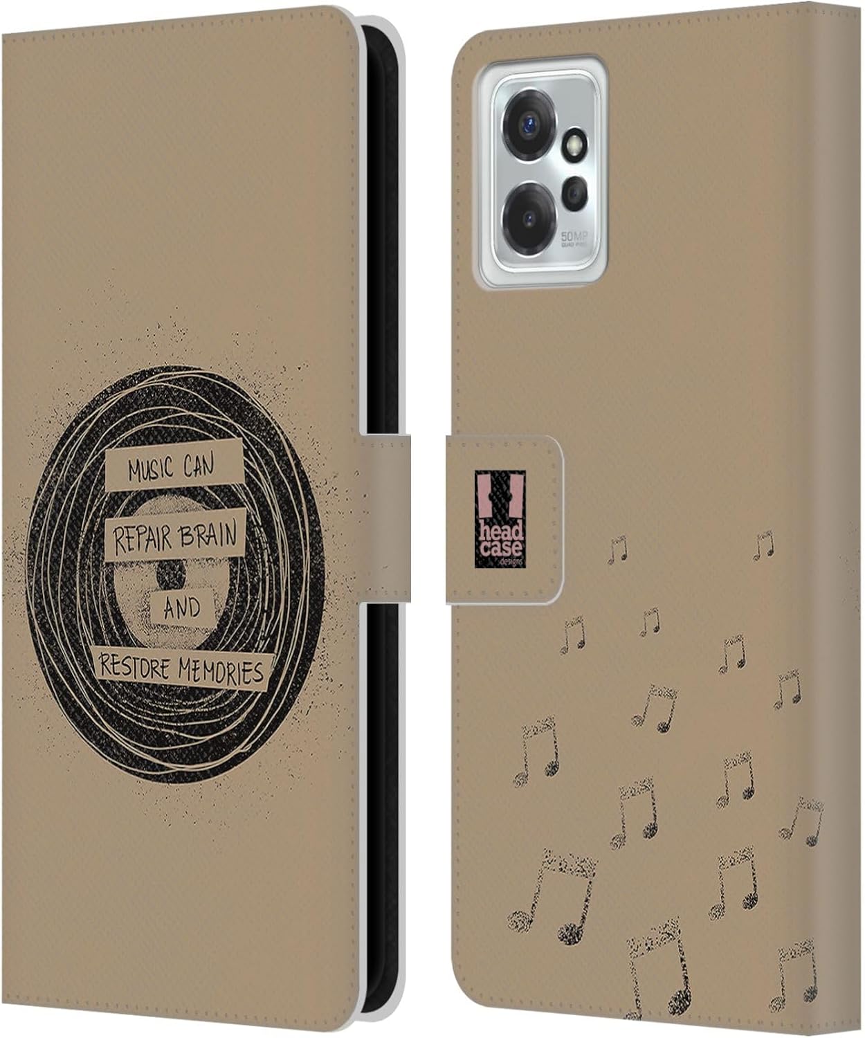 Head Case Designs Vinyl All About Music Leather Book Wallet Case Cover Compatible with Motorola Moto G Power (2023)