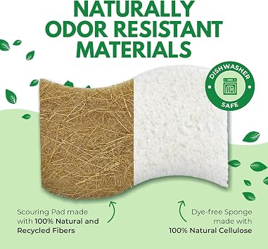 AIRNEX Pack of 6 S-Shape with Pack of 6 Rectangular Non-Scratch Eco Dishwashing Sponge
