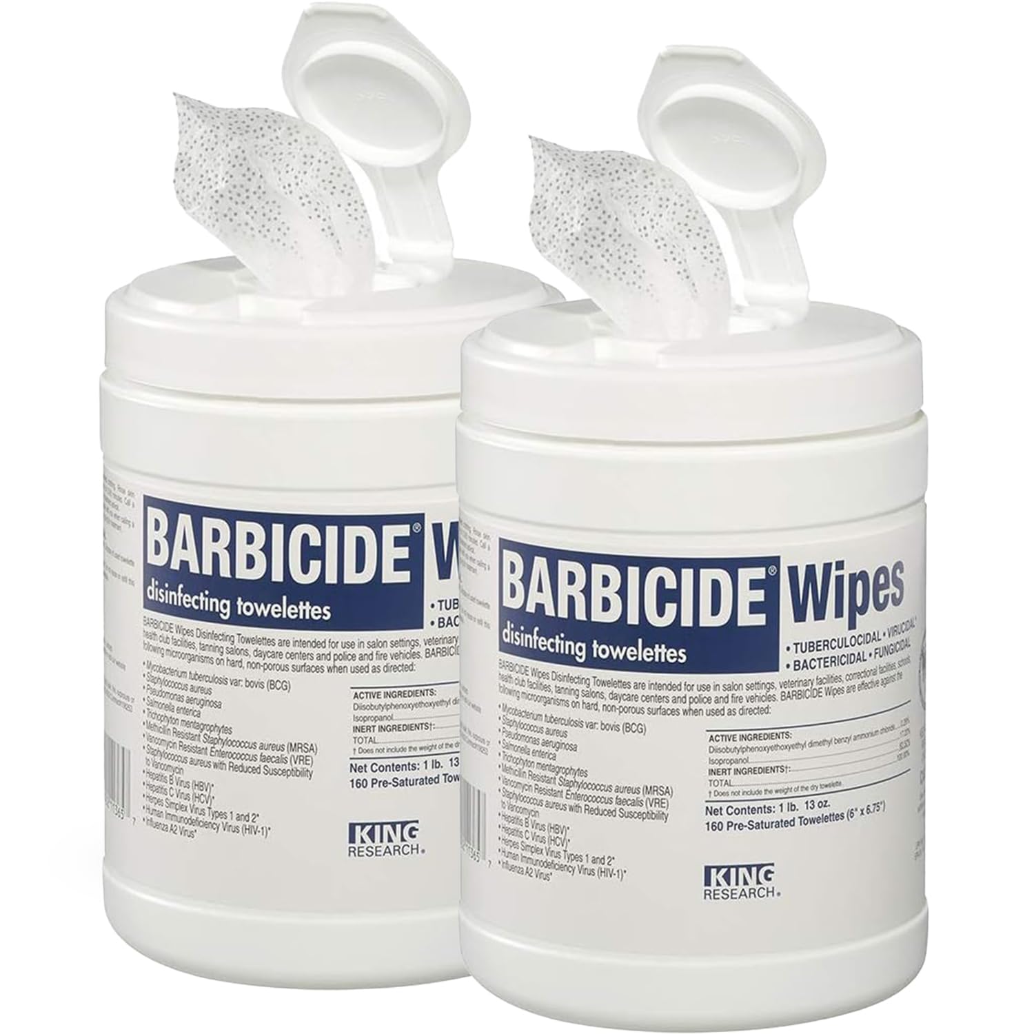 BARBICIDE Disinfecting Wipes - EPA-Registered Broad Spectrum Disinfectant wipes for Salon and Home 160 Count Pack of 2