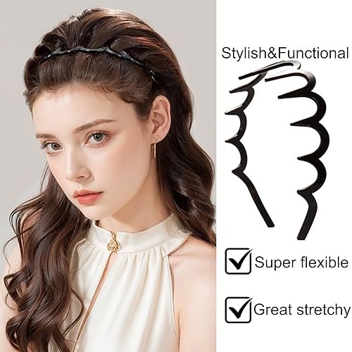 Miniatura 4 de 6 diademas en zig zag de plástico ondulado para el cabello, peine para la cabeza con aros de dientes, accesorios para mujeres, hombres y niñas,