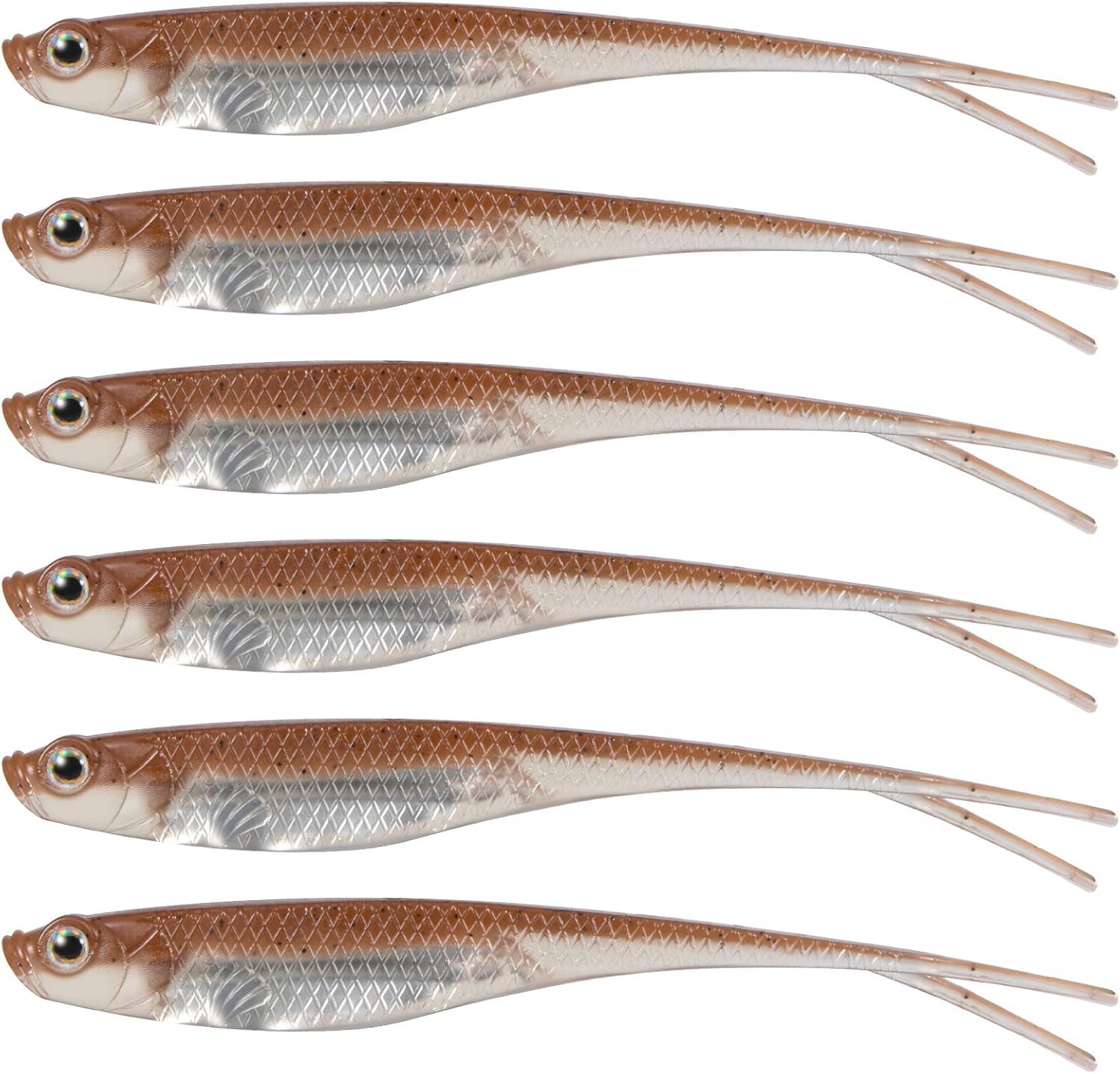 Dr.Fish Soft Plastic Baits, Fork Tail Soft Jerbait Minnow Lures, 3 to 4