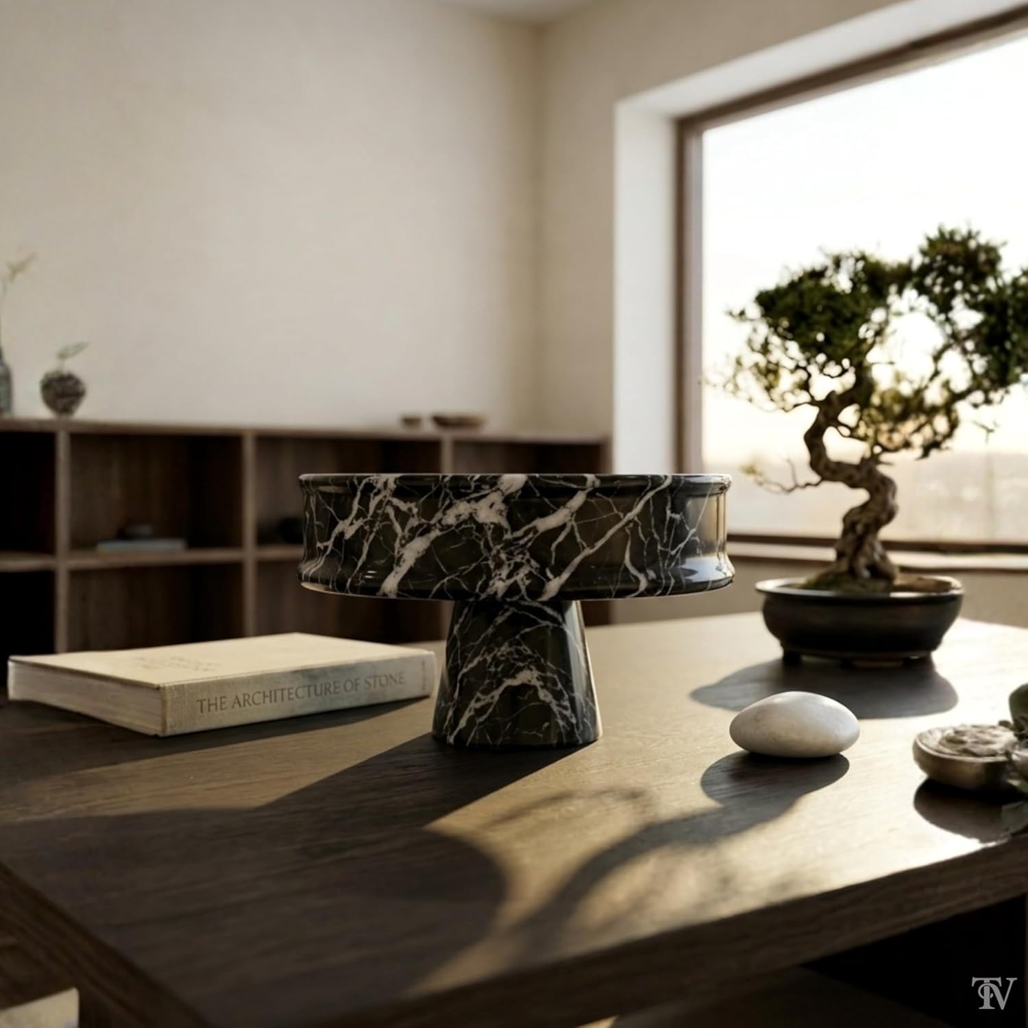 Handcrafted 10-Inch Marble Fruit Bowl, Elegant Coffee Table Decor, Kitchen Island Decor, and Dining Table Centerpiece Decor, Key Bowl for Entryway Table, Housewarming Gift