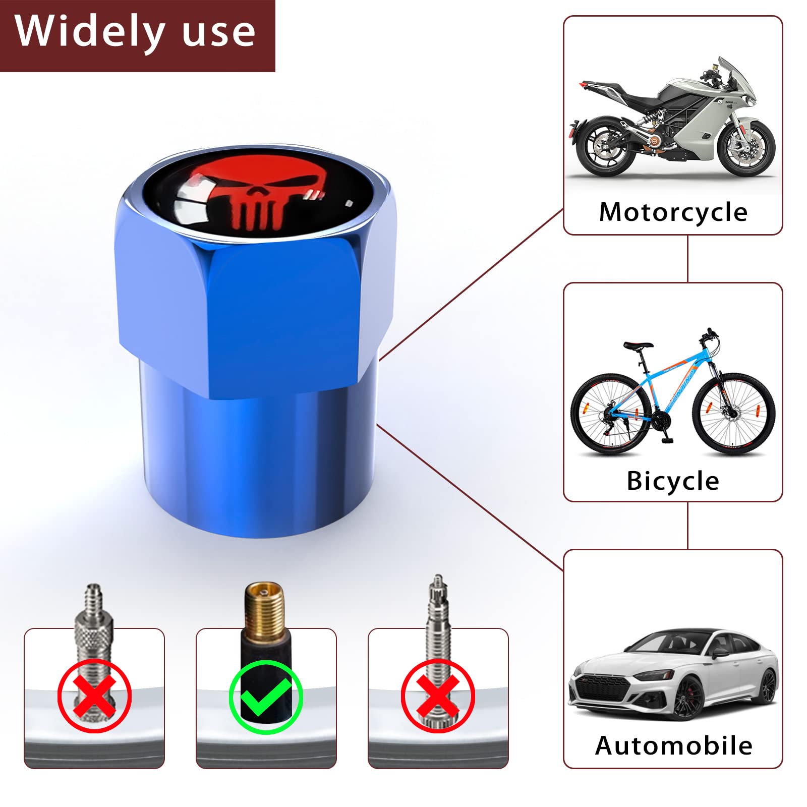 5 Tappi Valvole In Alluminio Per Auto, Moto E Bici - Stile Bullet, Nero - Foto 7