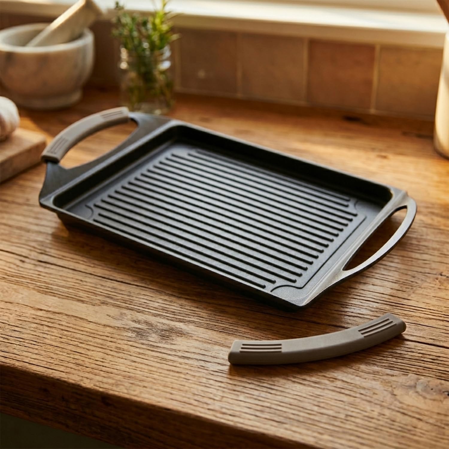 KASANOVA Piastra antiaderente 45x27 cm manici in silicone
