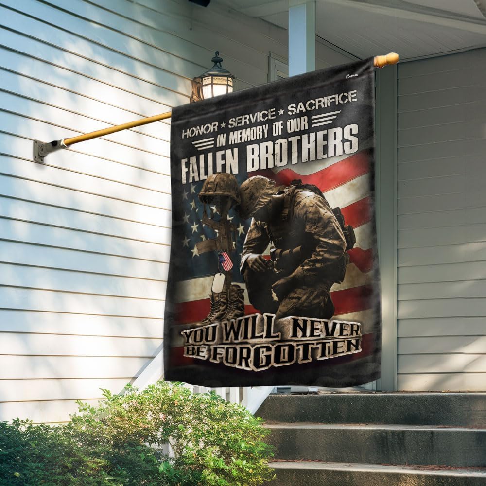 American Flag-Honor Service Sacrifice In Memory Of Our Fallen Brothers Veteran Flag, House Flag (29.5" x 39.5")-USA Flags Premium Polyester-Decorative Indoor Outdoor Flag