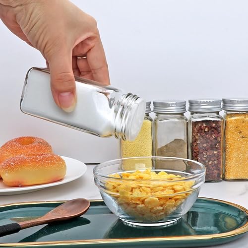 Miniatura 8 de Accguan Tarros de especias con estante para especias organizador de especias con calcomanías de especias y lápiz óptico y embudo perfectos para