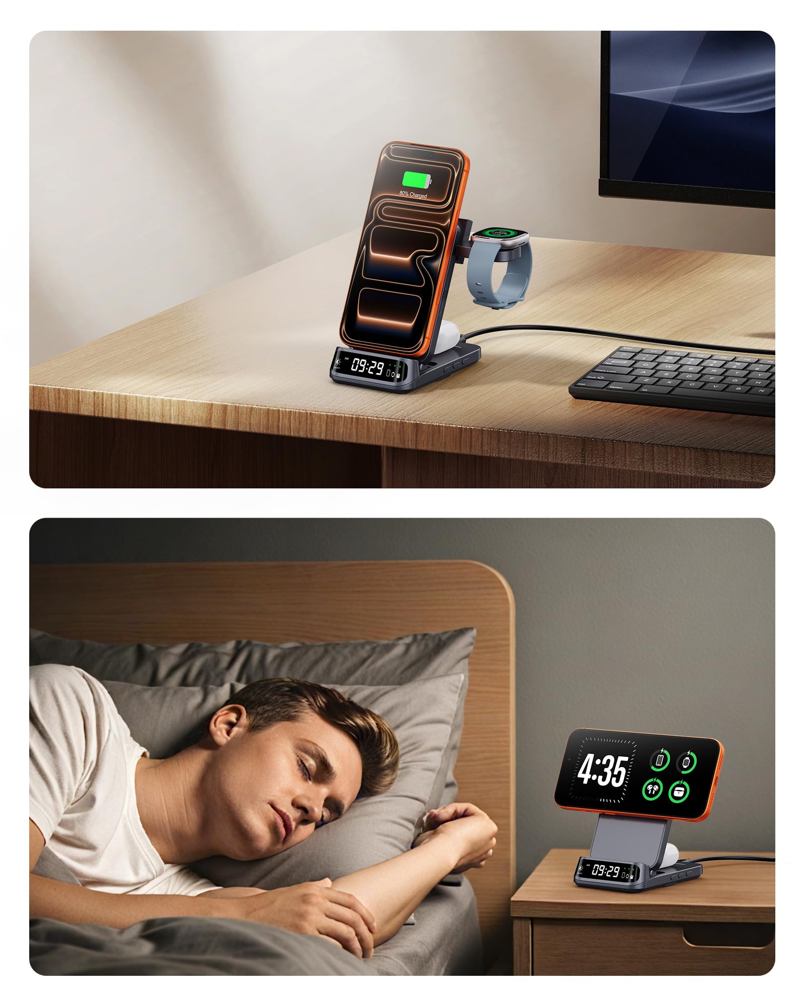 SwanScout Magnetyczna Ładowarka Bezprzewodowa dla Pixel Watch 3/2 (Watch 4/1 Nie Zawarty), Fitbit Versa 4/3, Stacja Ładowania dla Google Pixel 9 Pro Fold/9a/8/7/6/5, SwanScout 708MG2 (Bez Adaptera)
