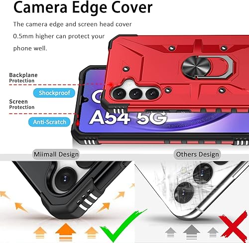 Miniatura 2 de Miimall Funda resistente para teléfono Galaxy A54 5G, soporte magnético protección de pantalla y cámara Protección de cuerpo completo antiarañazos,