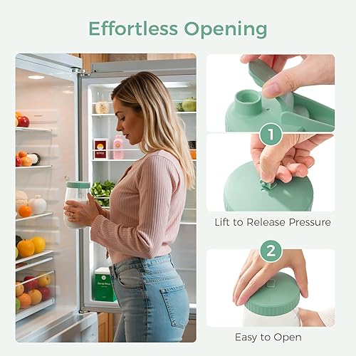 Miniatura 3 de Momcozy Jarra de vidrio para leche materna, recipiente de almacenamiento de leche con tapa plana y tapa con asa, boca ancha resistente a fugas,