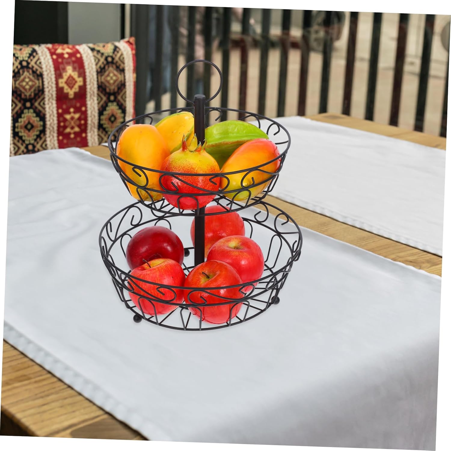 Mobestech Tiered Fruit Basket Wire Storage Bowl for Kitchen Counter Decorative Banana Holder Fruit Bowl